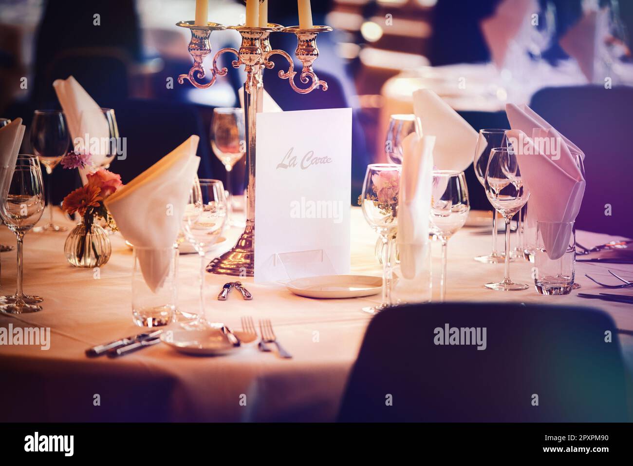 prepared luxurious table at expensive restaurant Stock Photo - Alamy