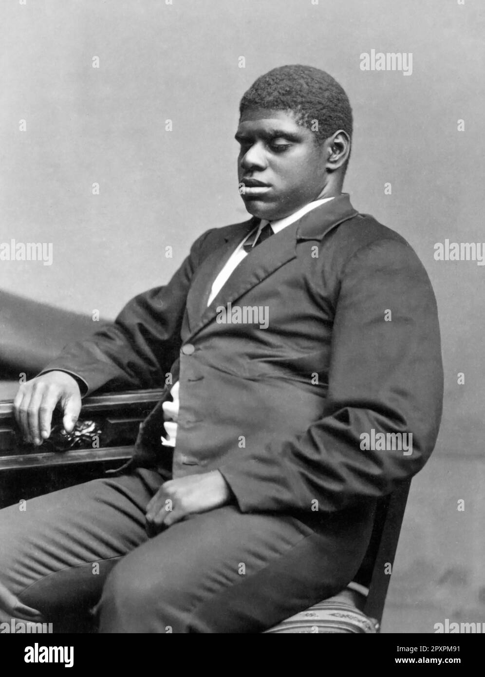 Blind Tom. Portrait of the African American musical prodigy, Thomas 'Blind Tom' Wiggins (1849-1908) by George Kendall Warren, c. 1882 Stock Photo