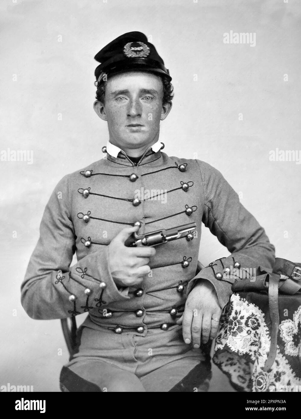 George Armstrong Custer. Portrait of General George Armstrong Custer (1839-1876), as a West Point Cadet, c. 1860 Stock Photo