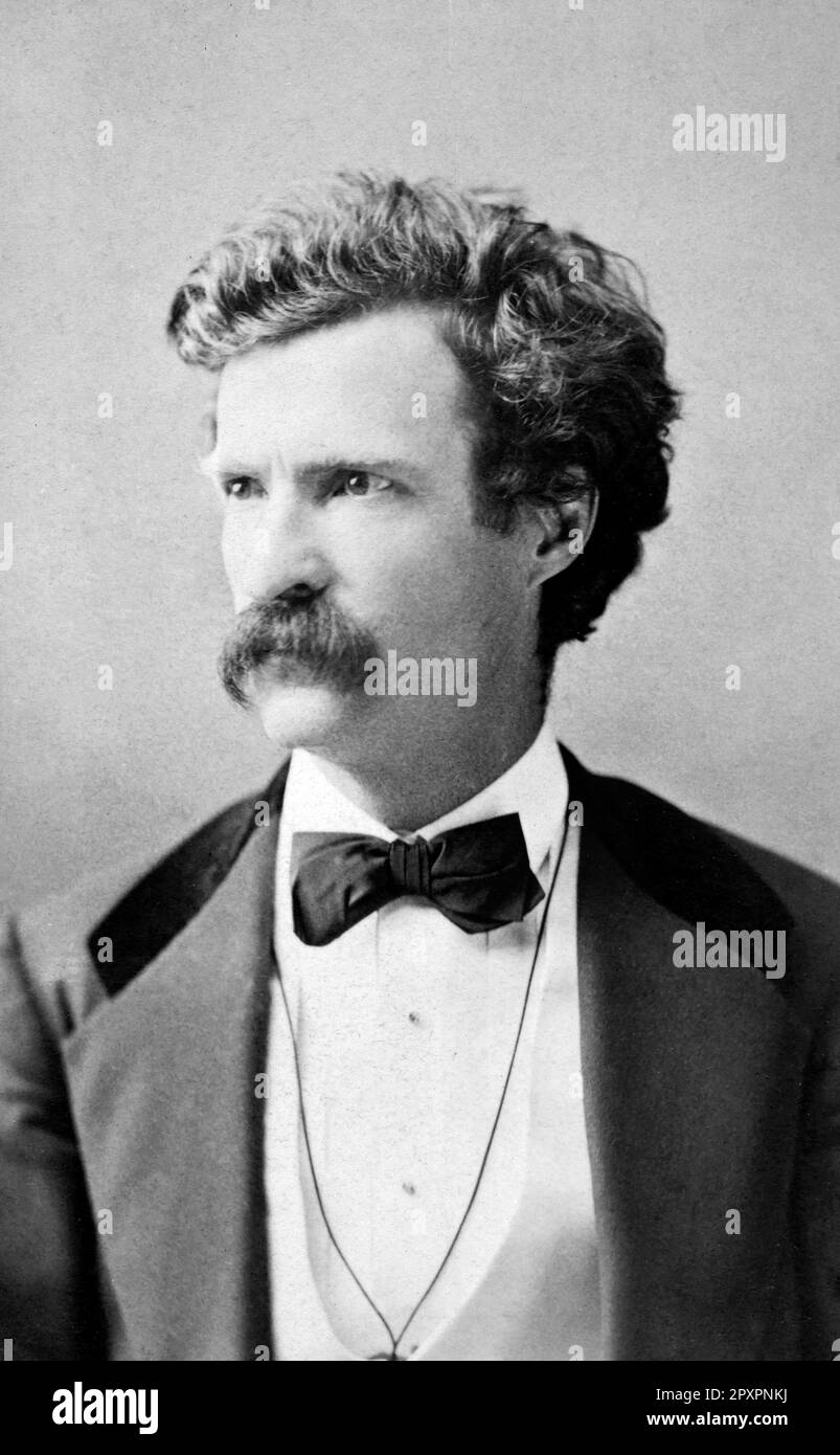 Mark Twain. Portrait of Samuel Langhorne Clemens (1835-1910) as a young man by Jeremiah Gurney, c. 1873 Stock Photo