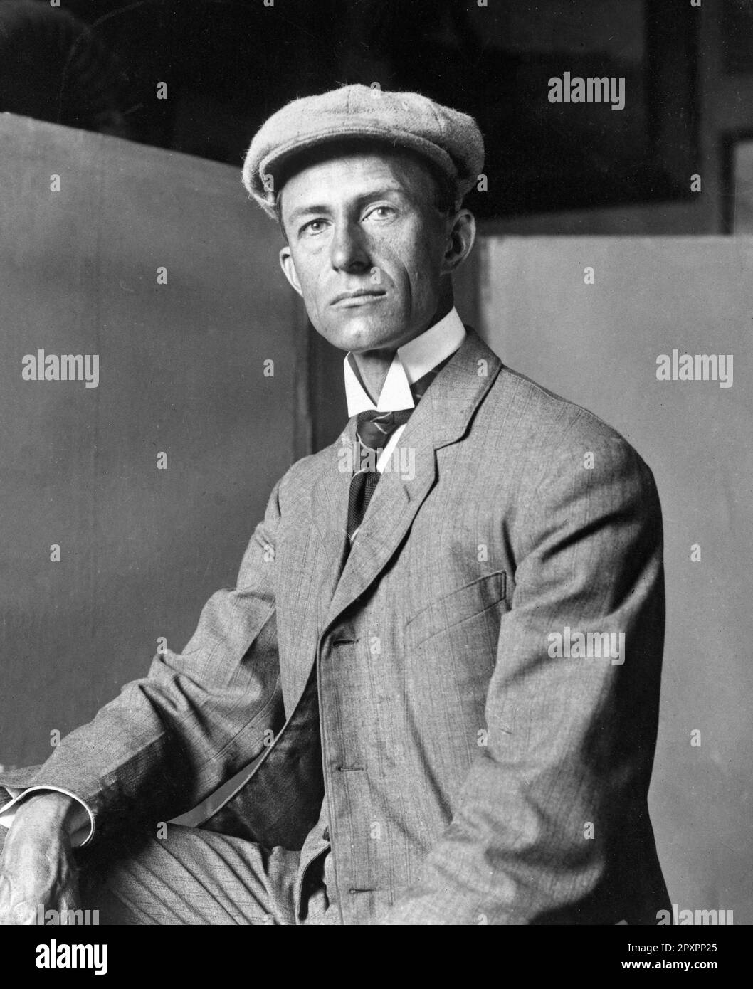 Wilbur Wright (1867-1912), one of the pioneering Wright Brothers, aged 41, in 1908 Stock Photo