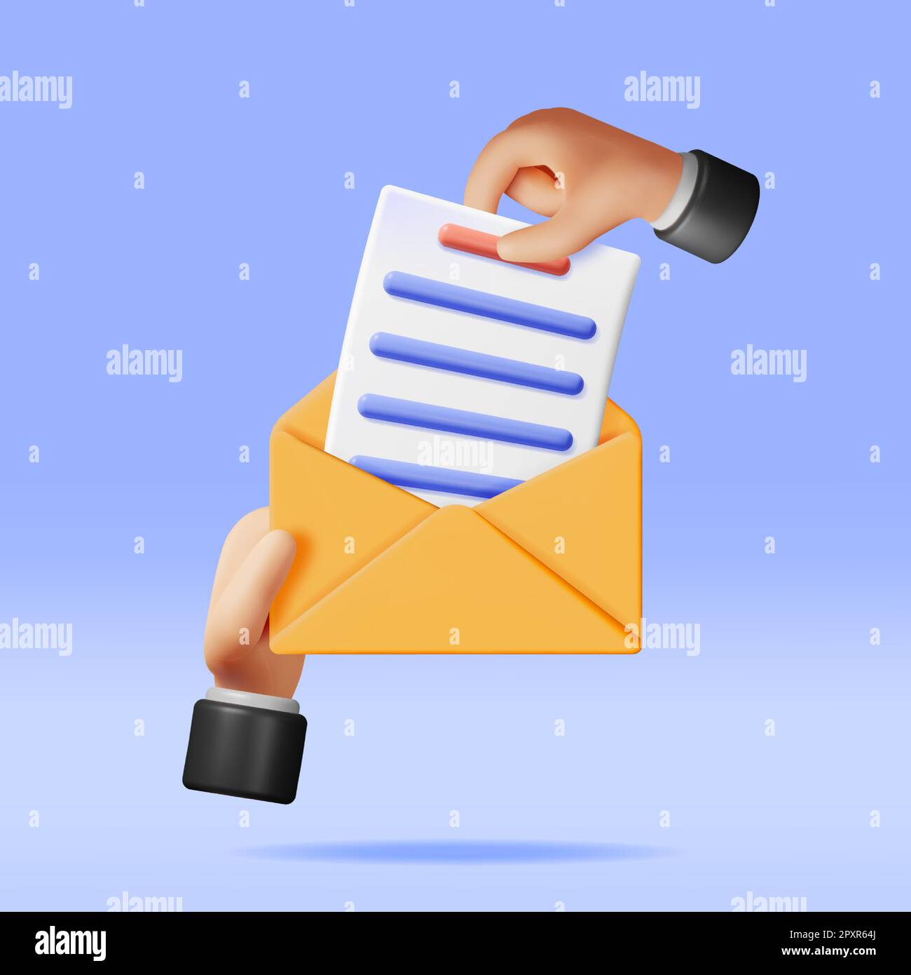 3D Document Sheet in Yellow Envelope Isolated Stock Vector Image & Art