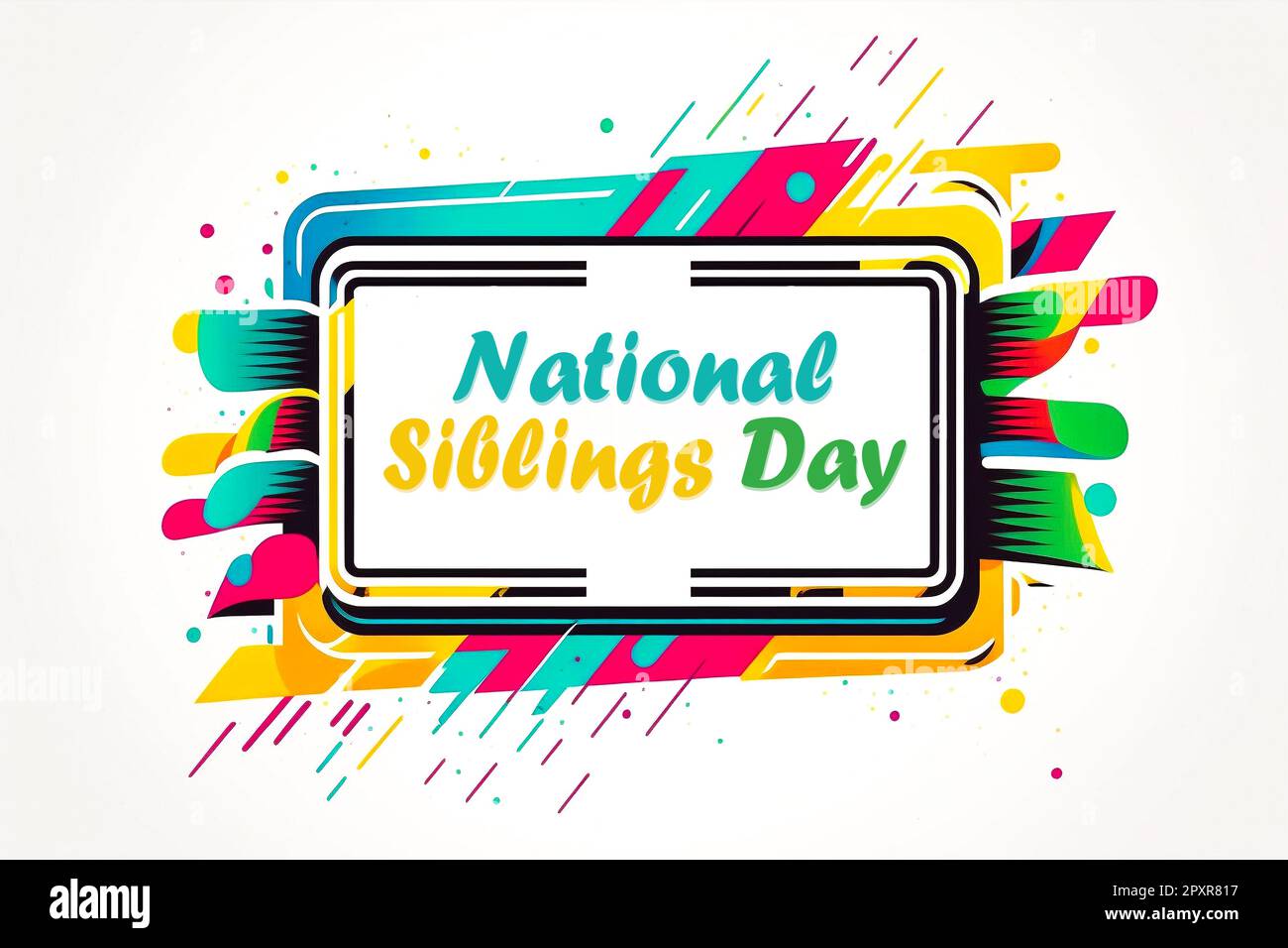 National siblings day banner design on white background, illustration