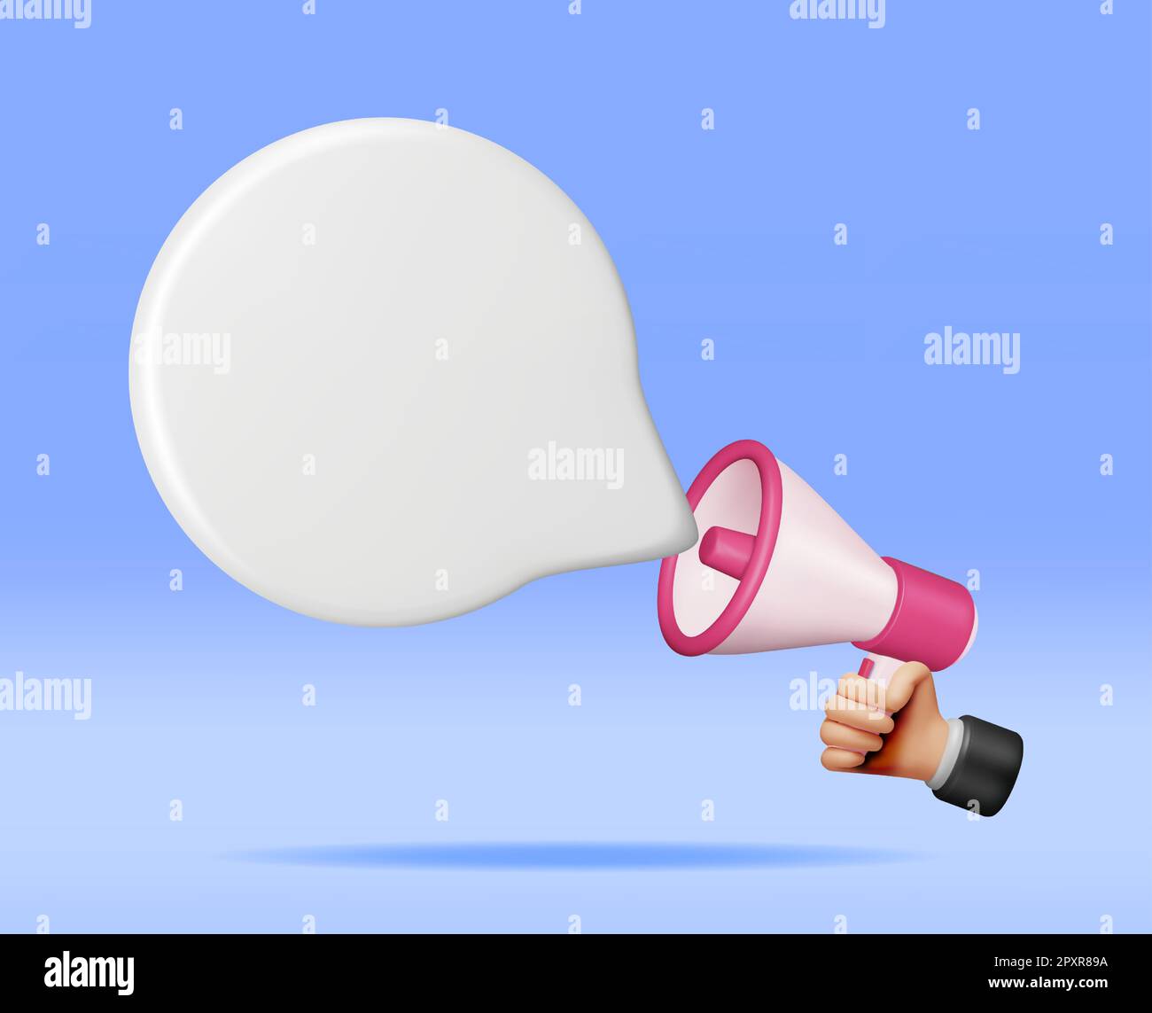 3D Megaphone with Blank Bubble Chat Stock Vector