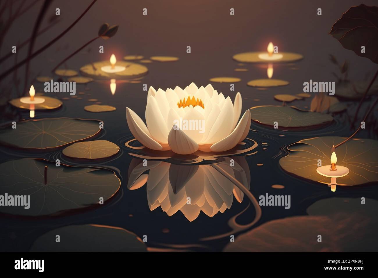 lotus white light lotus flower floating on water Stock Photo Alamy