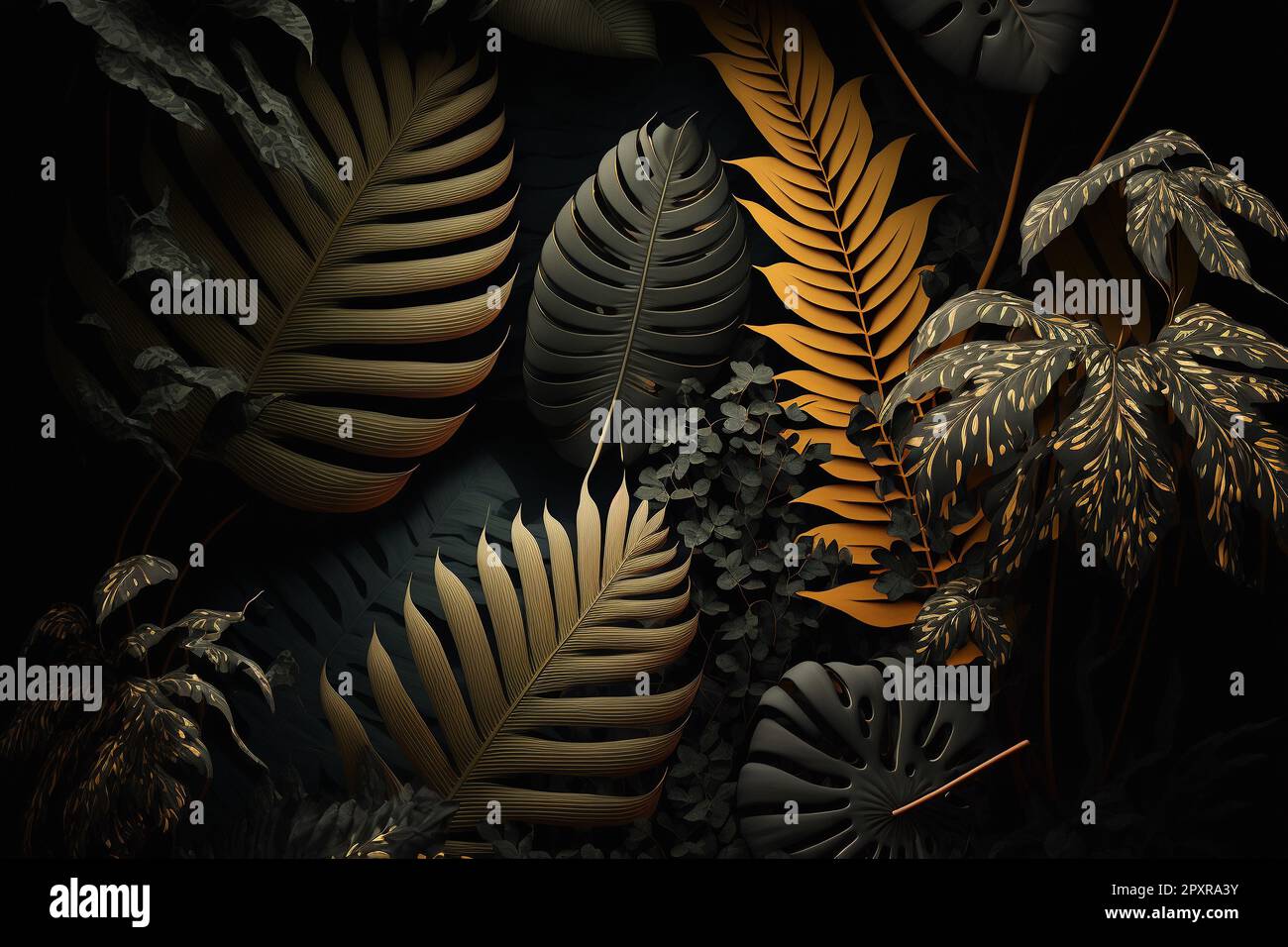 Tropical plants desktop wallpaper. Jeweltoned jungle motifs
