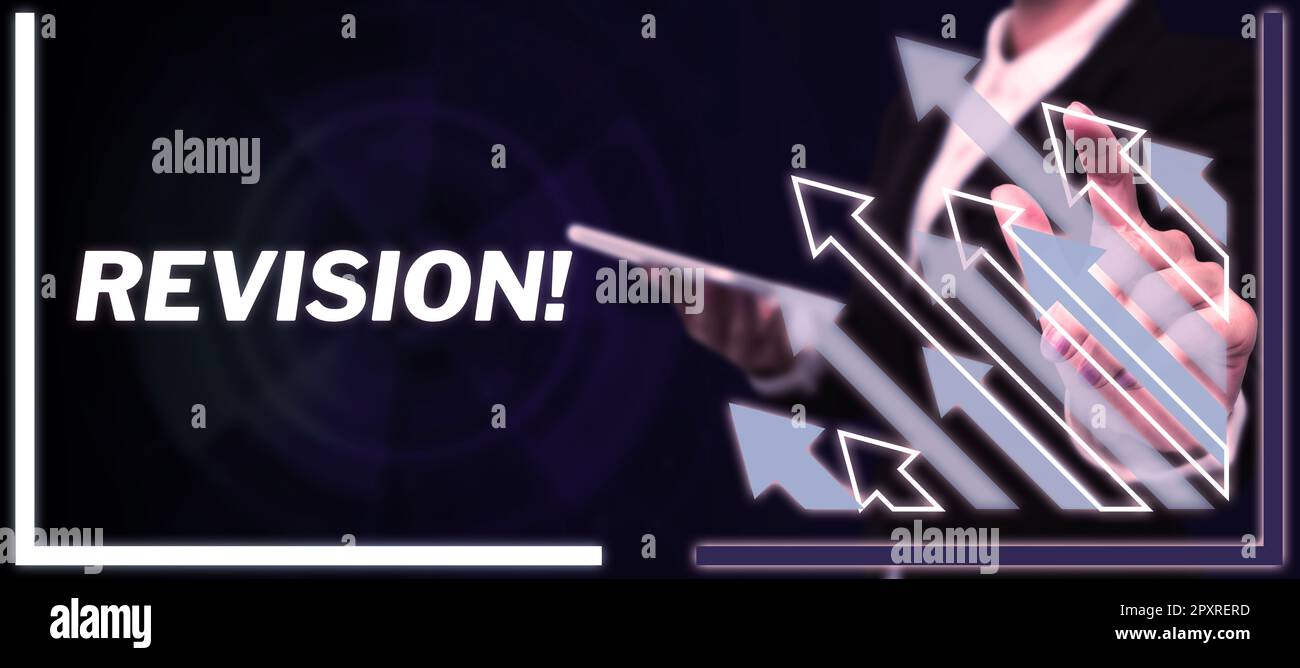 Text sign showing Revision, Conceptual photo action of revising over ...