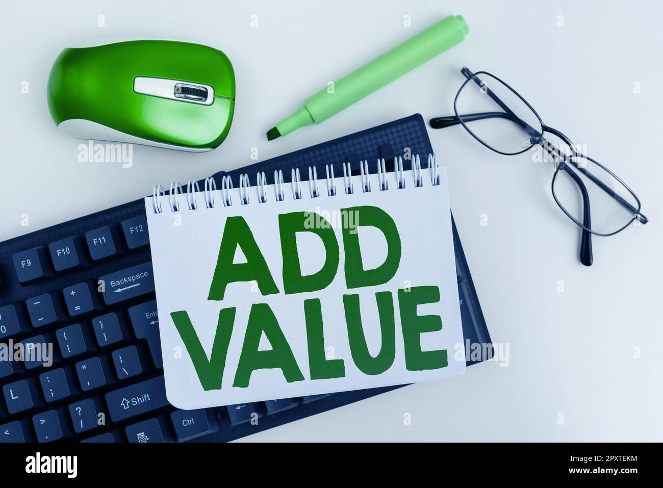 Text showing inspiration Add Value, Conceptual photo an improvement or ...