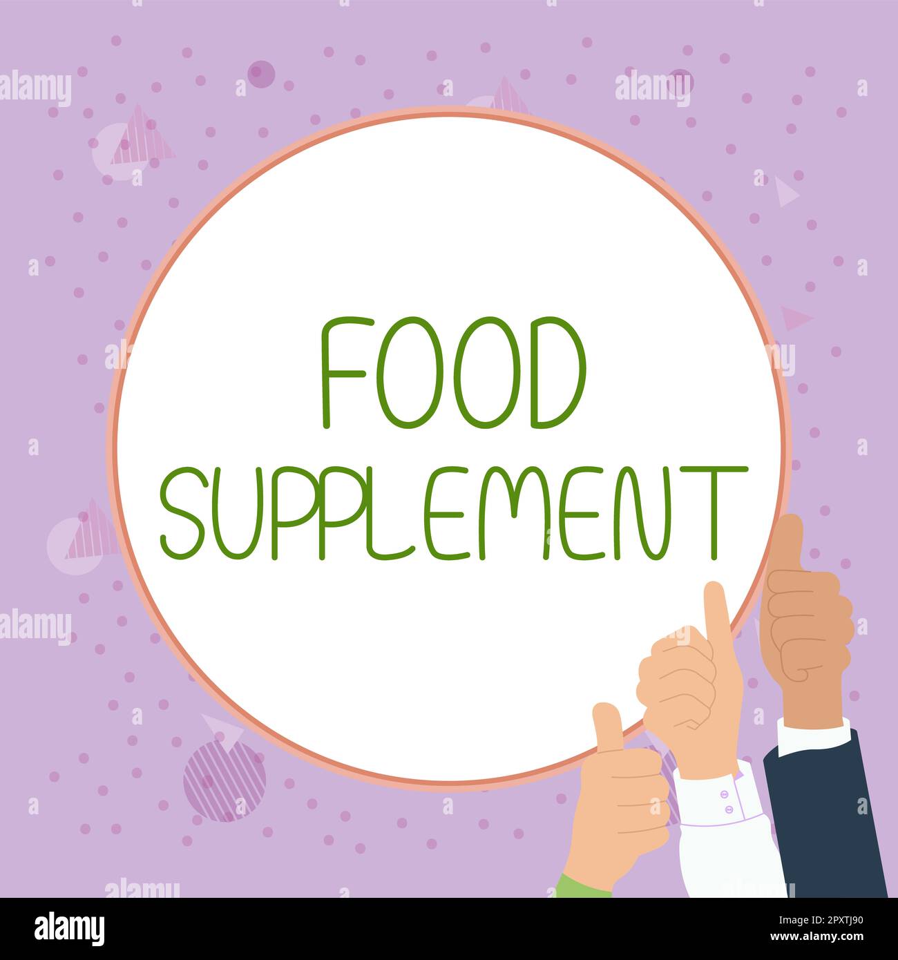 Conceptual display Food Supplement, Word for Conditions and practices that preserve the quality of food Stock Photo