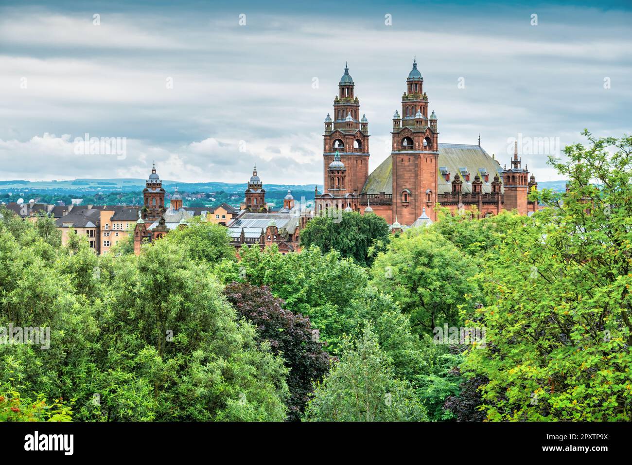 Kelvingrove Park and the Kelvingrove Museum in Glasgow, Scotland Stock