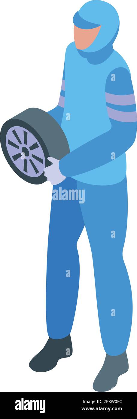 Auto wheel team icon isometric vector. Race car. Driver pit Stock ...