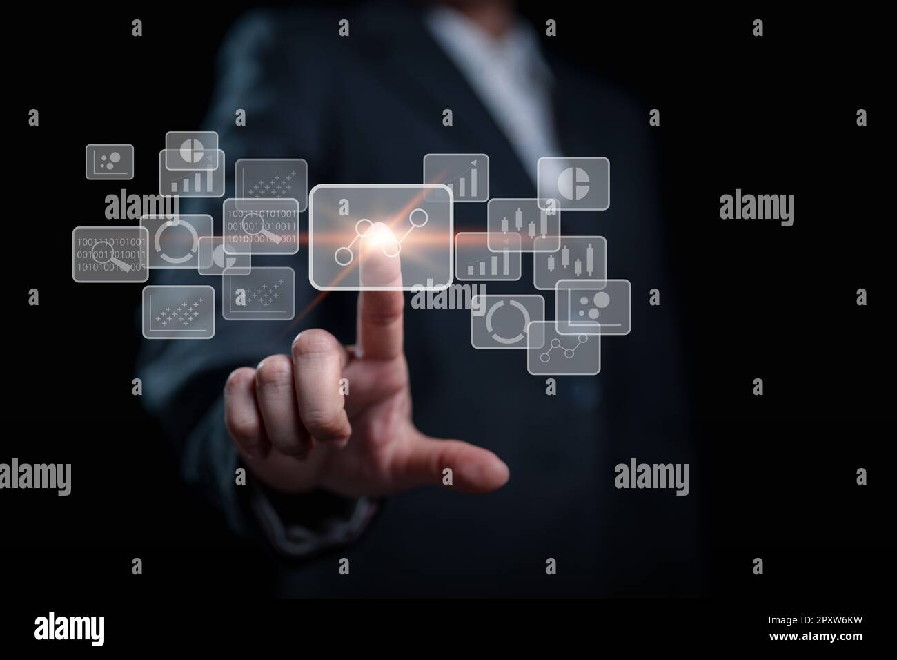 Digital analysis business transformation technology strategy. Big data optimize Stock Photo