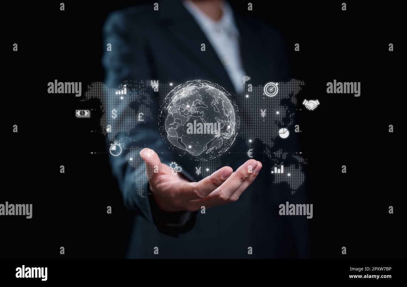Digital analysis business transformation technology strategy. Big data optimize Stock Photo