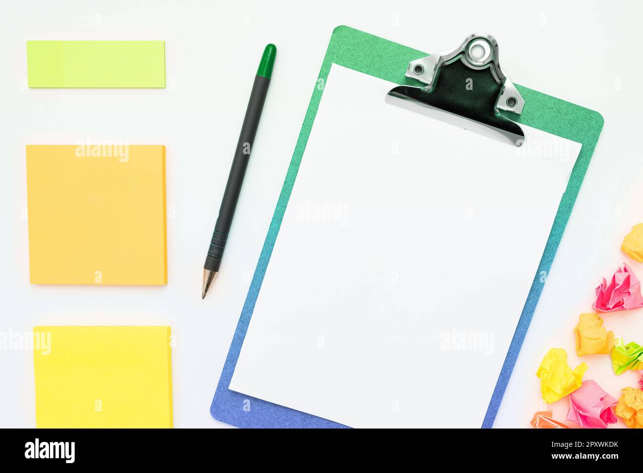 Paper Wraps Placed Around Important Information. Crumpled Memos With Data. Stock Photo