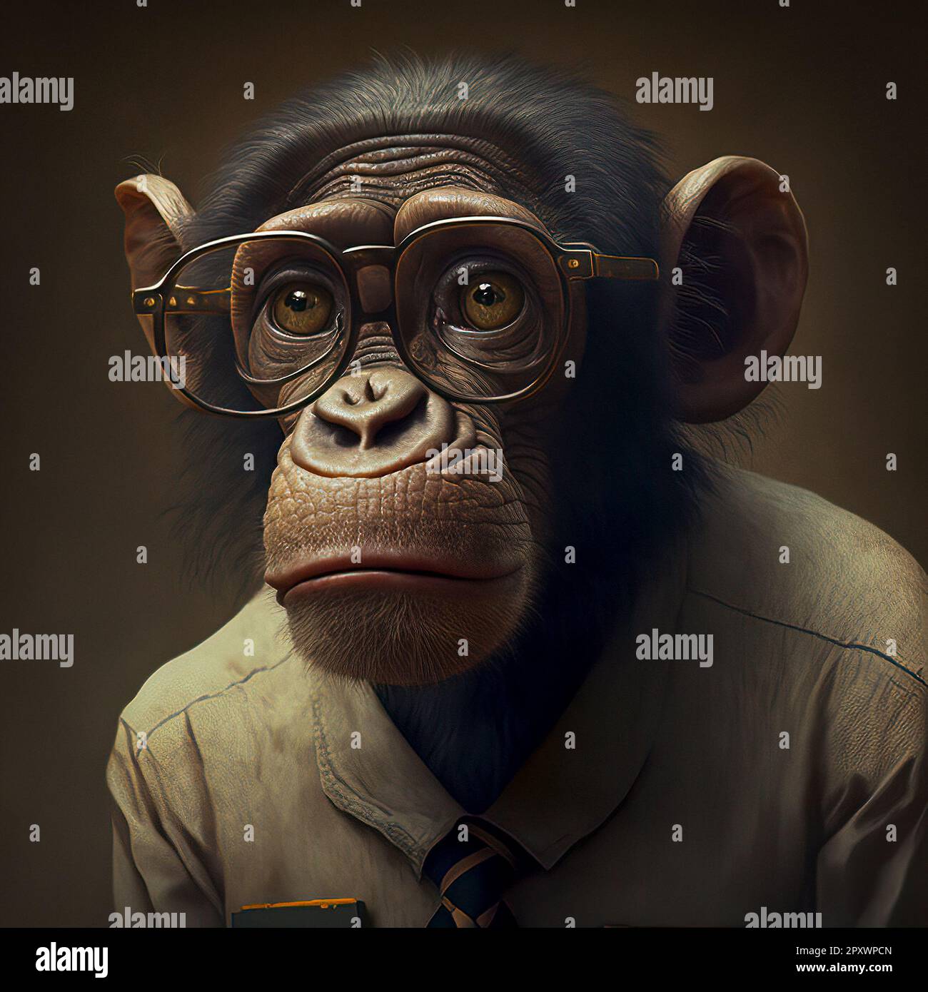 A Comical yet Sophisticated Character Portrait of a Monkey Dressed as a ...