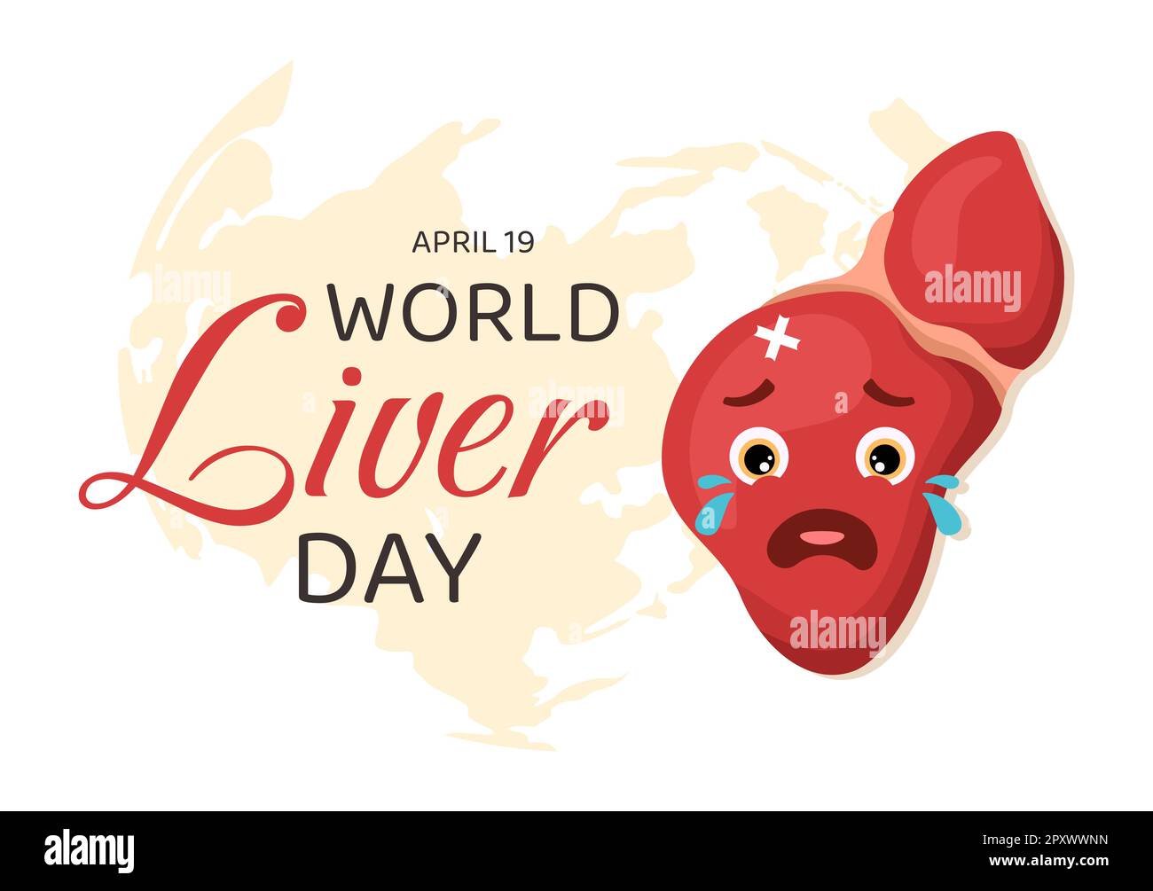 World Liver day on April 19th Illustration to Raise Global Awareness of Hepatitis in Flat