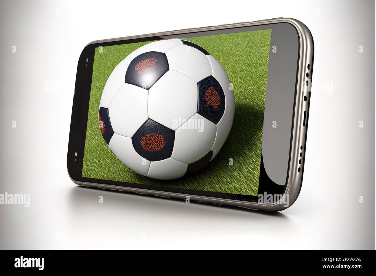 Smartphone with football soccer ball. online game or video stream Stock