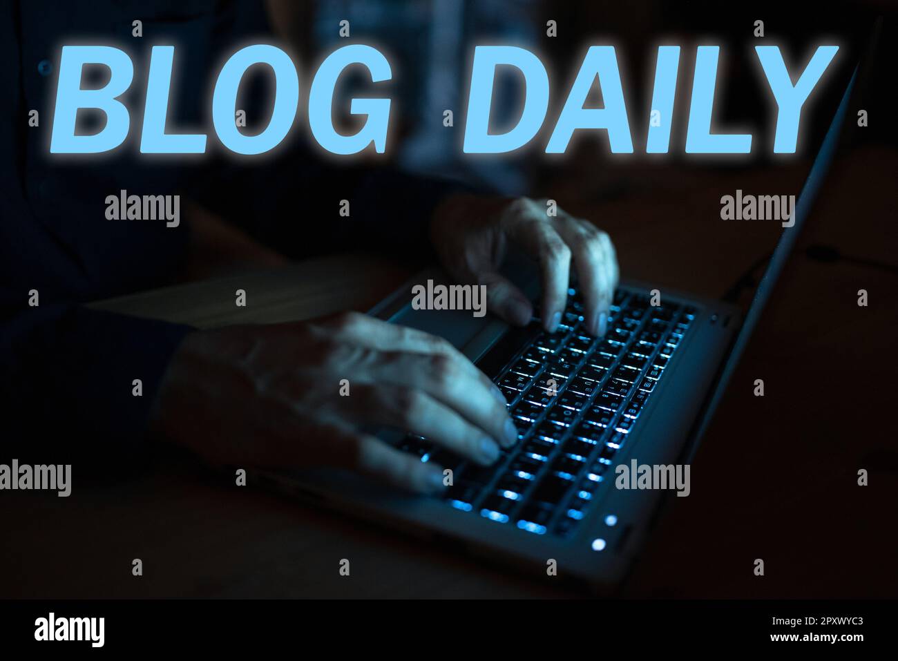 Sign displaying Blog Daily, Conceptual photo Daily posting of any event via internet or media tools Stock Photo