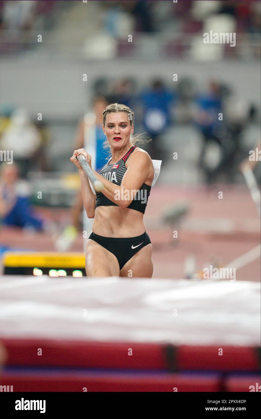 Alysha Newman participating in the pole vault at the Doha 2019 World