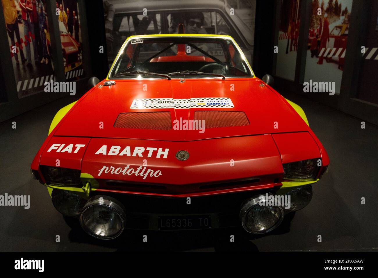 FIAT X1/9 Abarth Prototipo (1974). Exhibition of old rally cars 'Golden age of Rally' at MAUTO, Museo dell'Automobile of Turin, Italy. Stock Photo