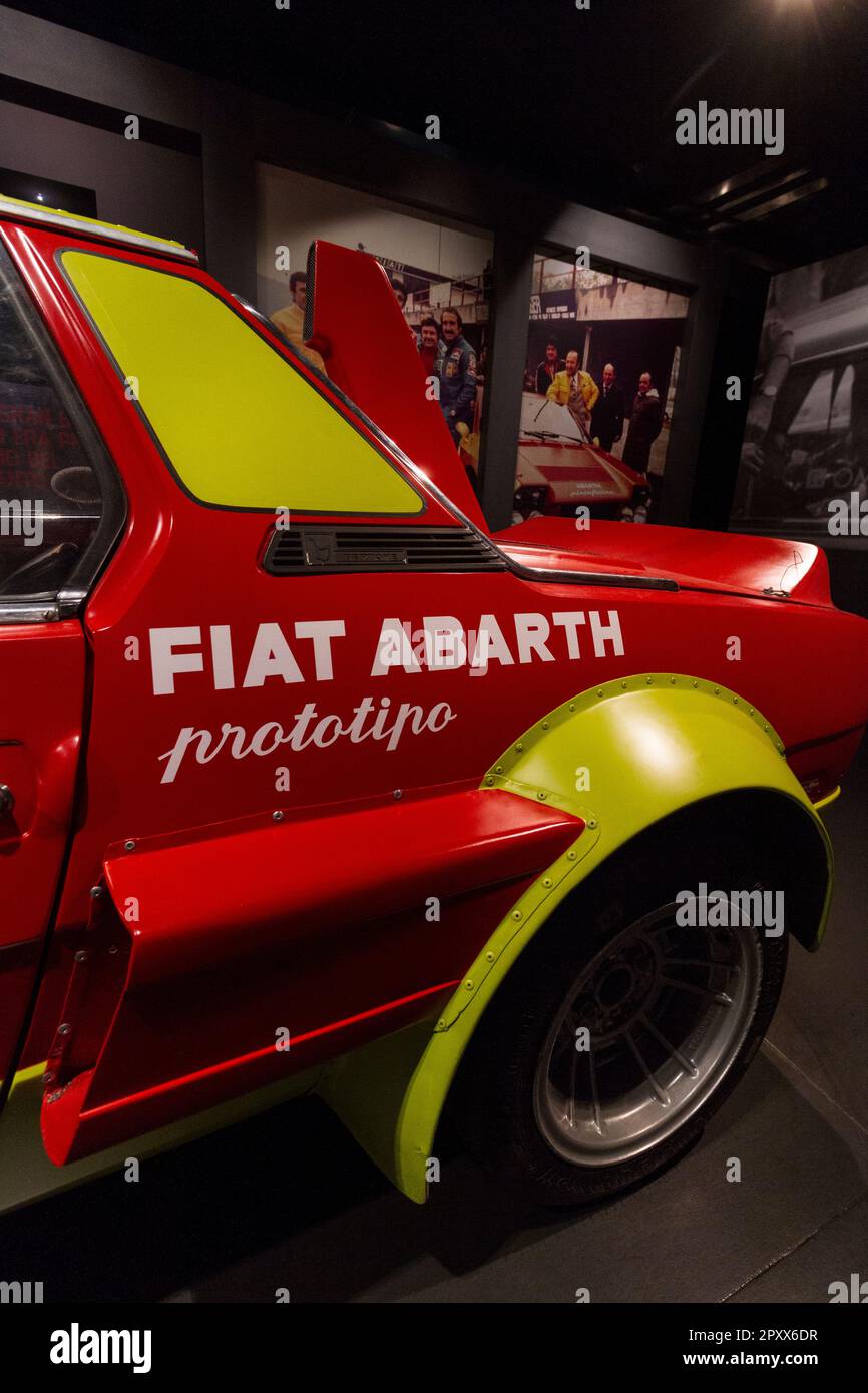 FIAT X1/9 Abarth Prototipo (1974). Exhibition of old rally cars 'Golden age of Rally' at MAUTO, Museo dell'Automobile of Turin, Italy. Stock Photo