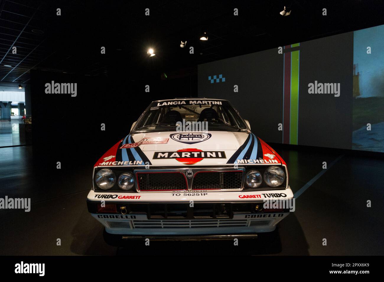 Lancia Delta HF integrale 16v (1990). Exhibition of old rally cars 'Golden age of Rally' at MAUTO, Museo dell'Automobile of Turin, Italy. Stock Photo