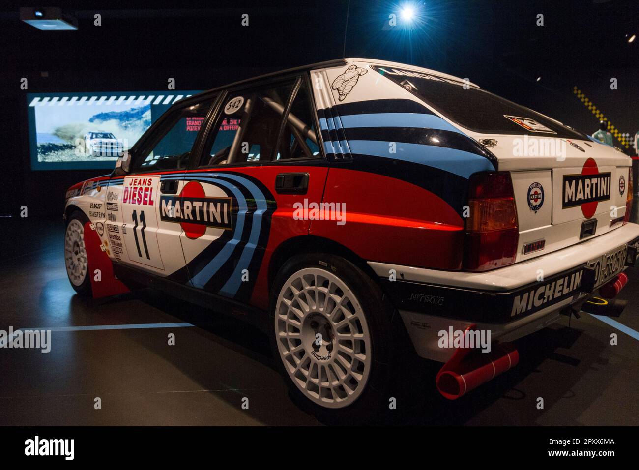 Lancia Delta HF integrale 16v (1990). Exhibition of old rally cars 'Golden age of Rally' at MAUTO, Museo dell'Automobile of Turin, Italy. Stock Photo
