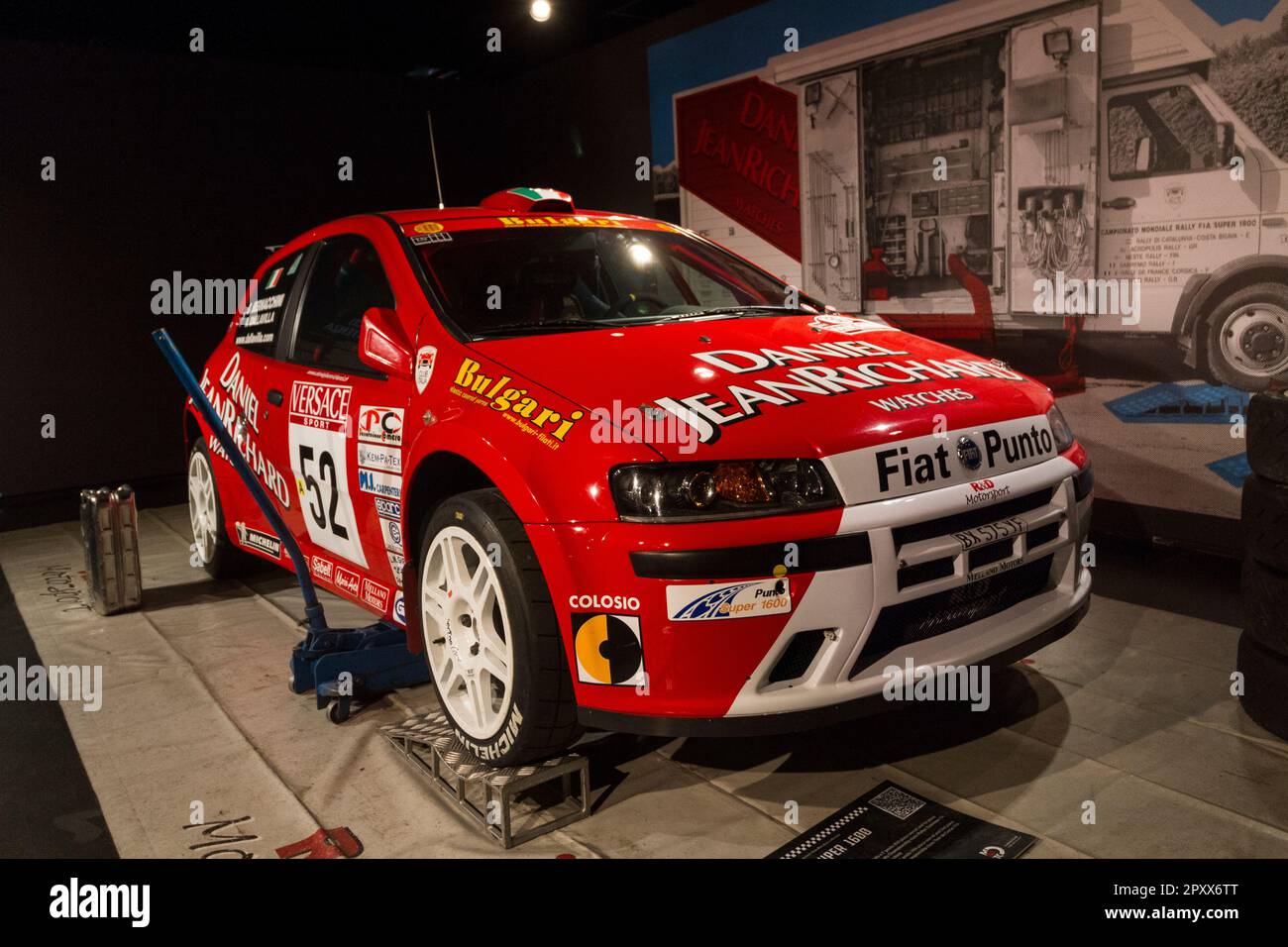 Fiat Punto S1600 (2001). Exhibition of old rally cars 'Golden age of Rally' at MAUTO, Museo dell'Automobile of Turin, Italy. Stock Photo