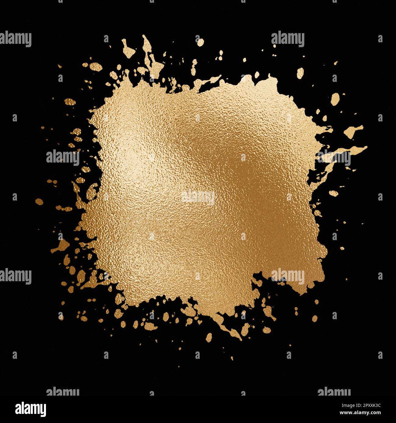 Gold splash brush on black background, luxury golden foil brush isolated Stock Photo