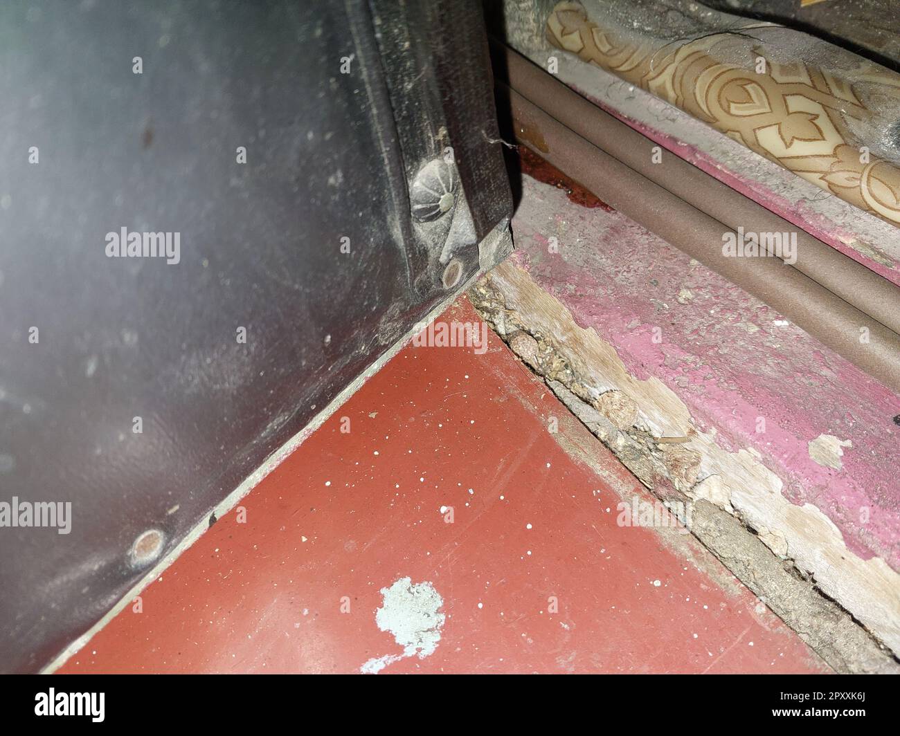 Installing a door seal against drafts and the odors Stock Photo Alamy