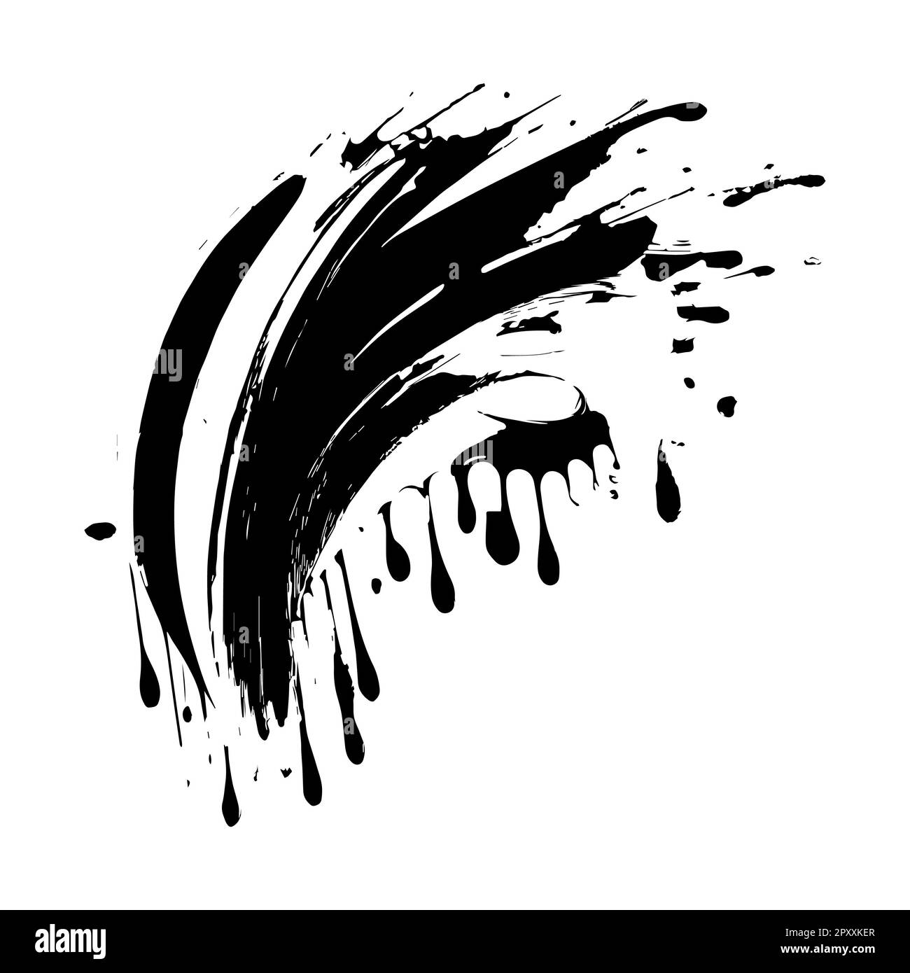Smears, blots of black paint on a white background, dark colors