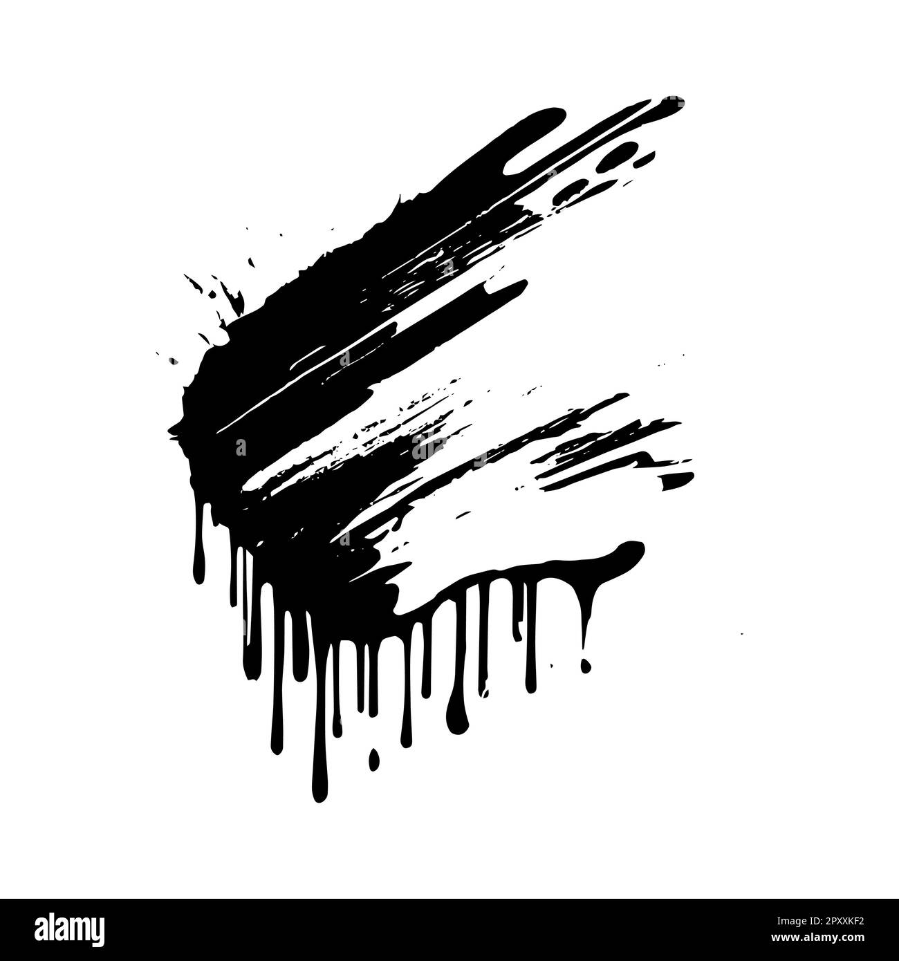 Smears, blots of black paint on a white background, dark colors