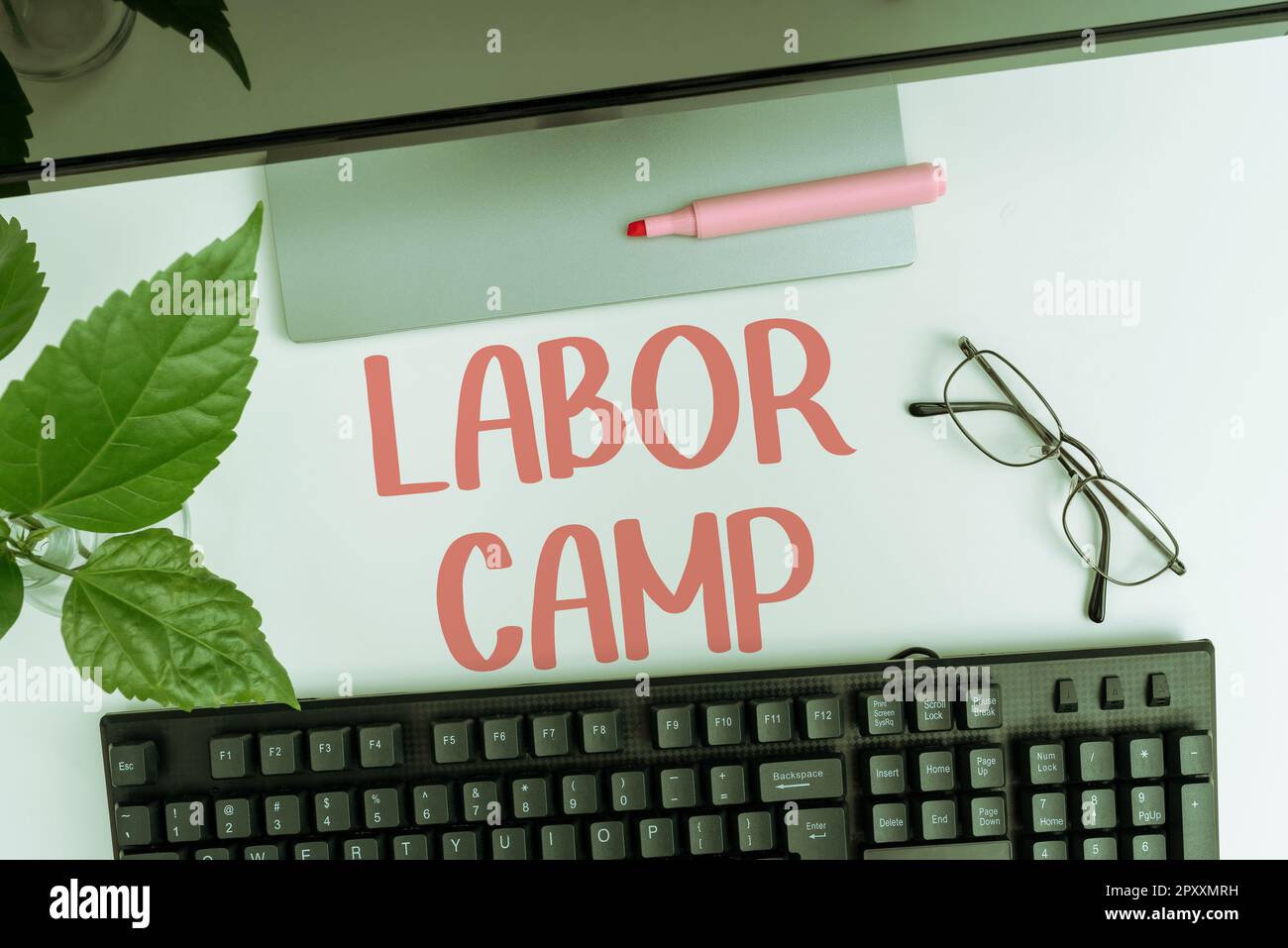 Text sign showing Labor Camp, Conceptual photo a penal colony where forced labor is performed Stock Photo