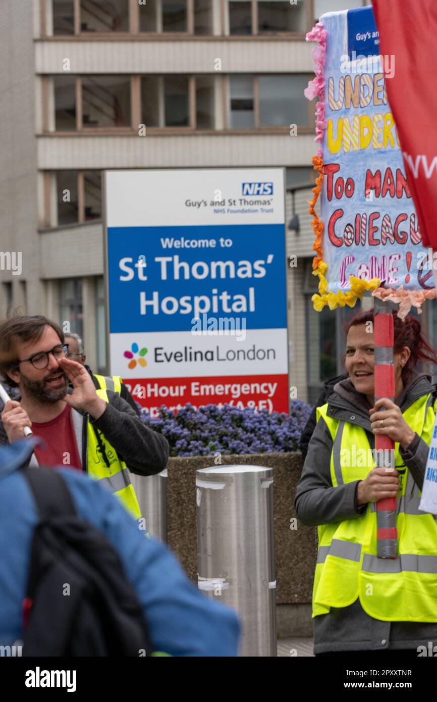 London, UK. 2nd May, 2023. Unite the union picket line outside st