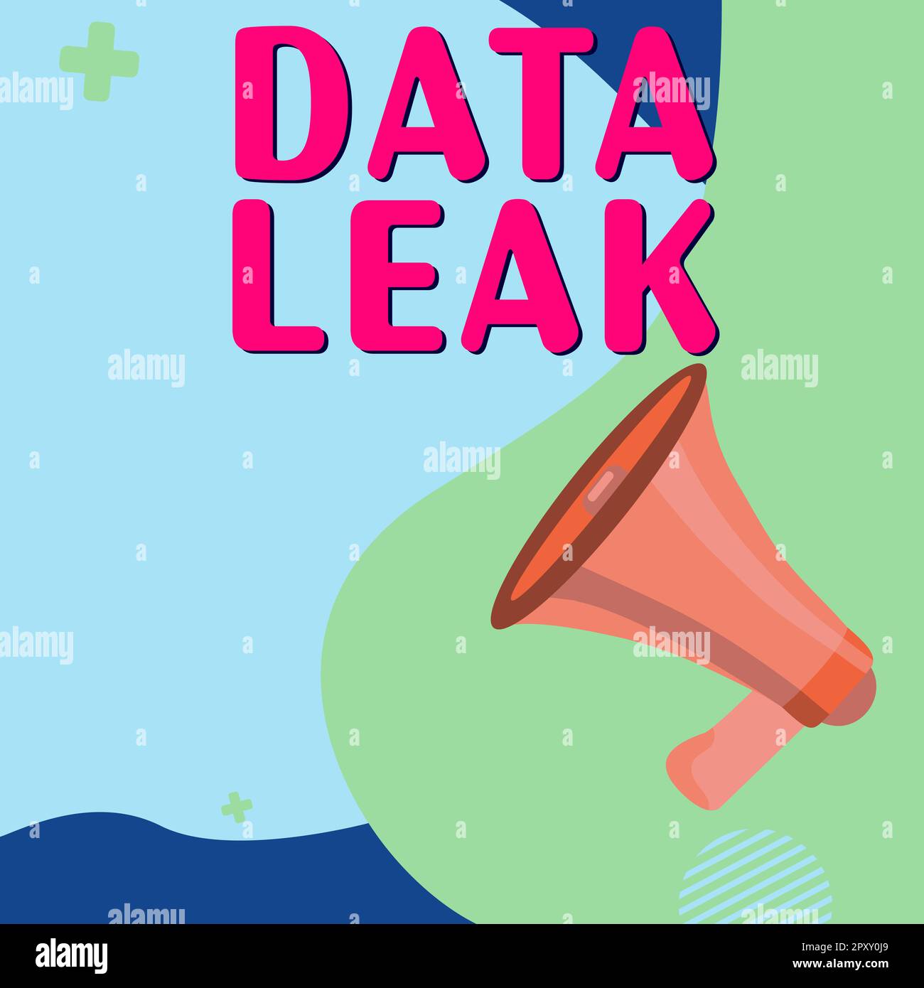 Sign displaying Data Leak, Word for released illegal transmission of data from a company