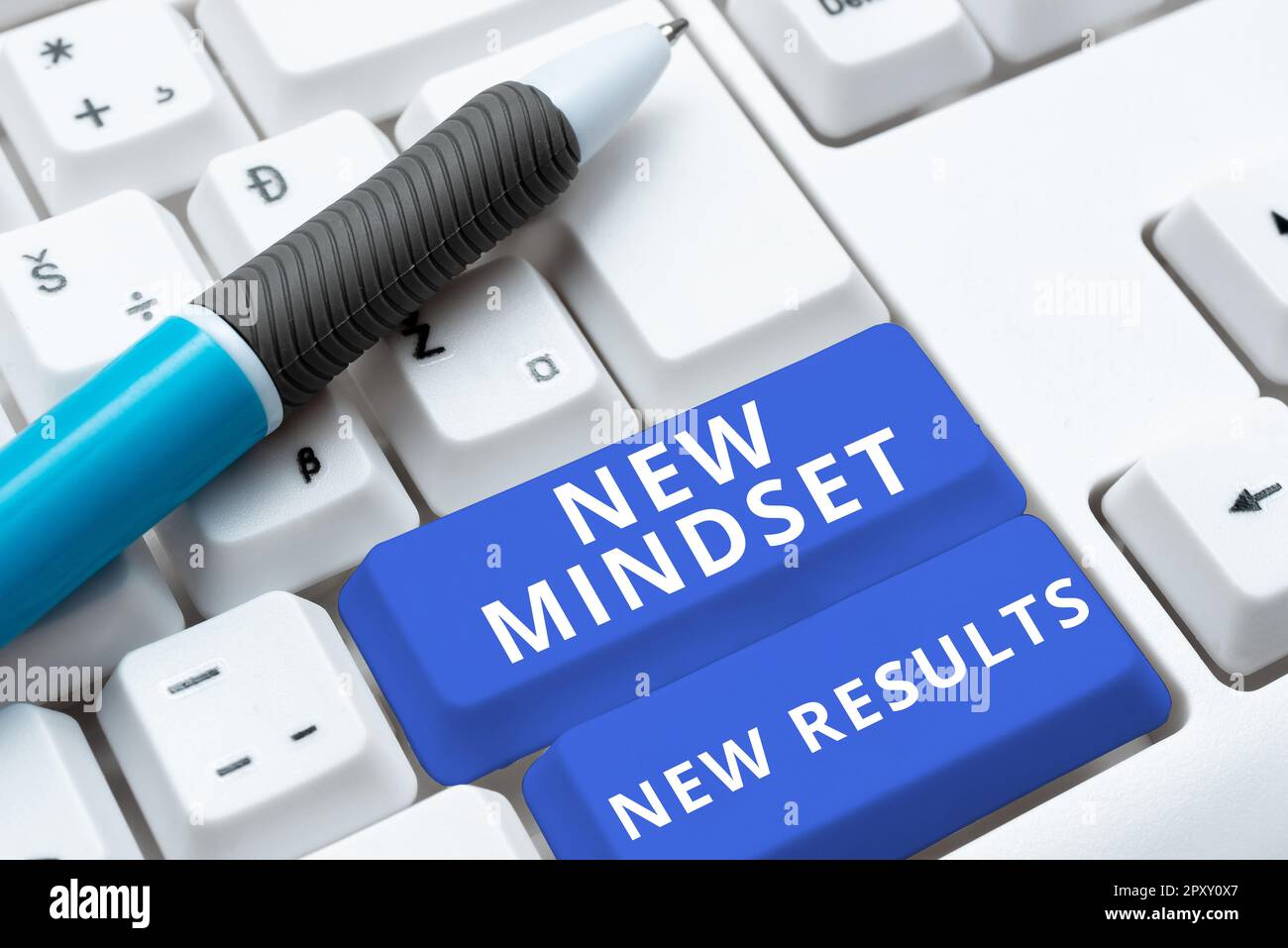 Hand writing sign New Mindset New Results, Business overview Open to ...