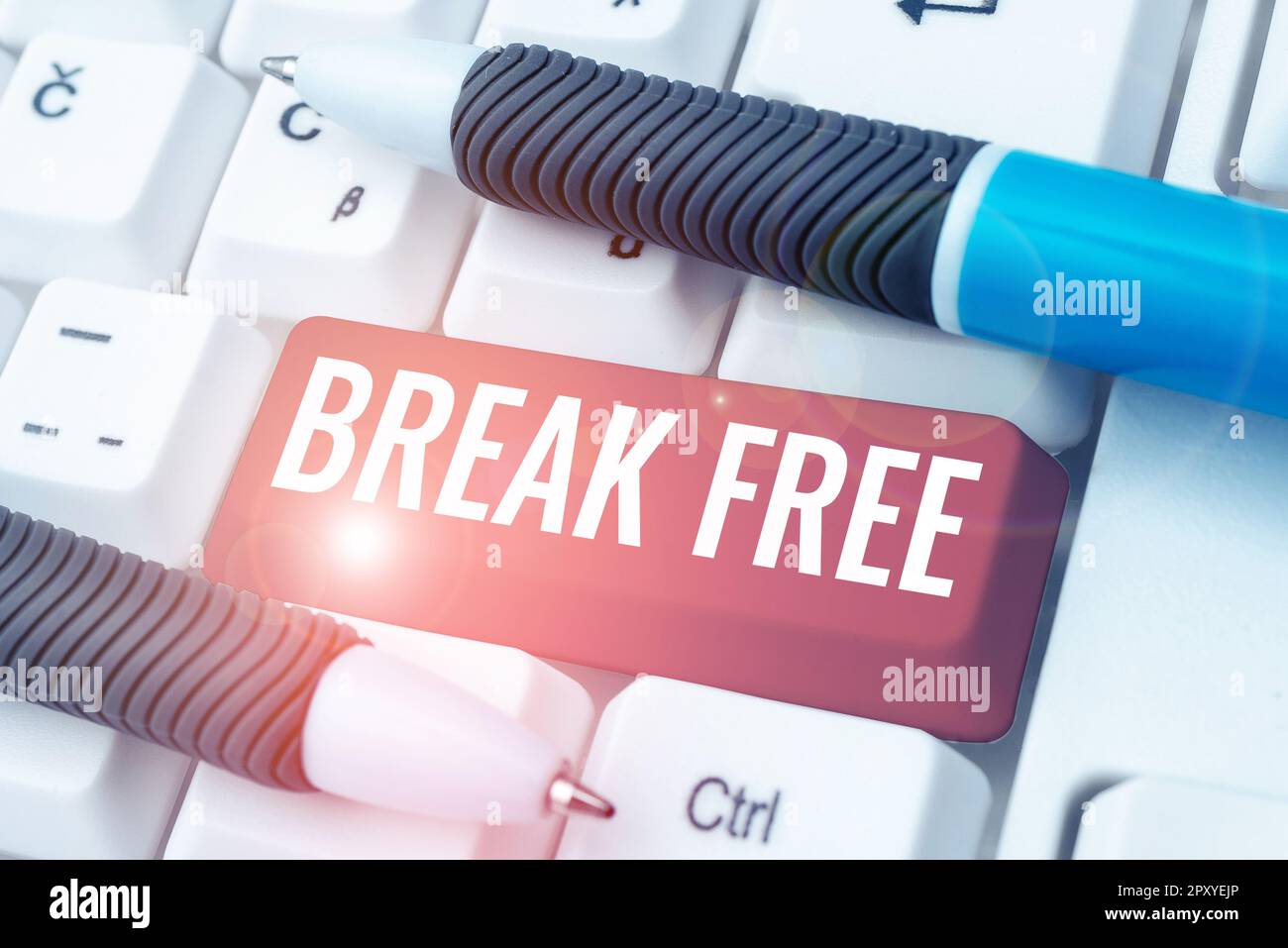 Hand writing sign Break Free, Business approach another way of saying