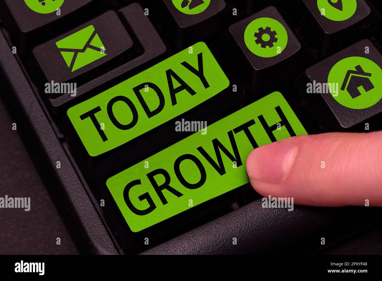 Conceptual caption Growth, Word Written on process of increasing in size or juice Getting older Ageing Stock Photo