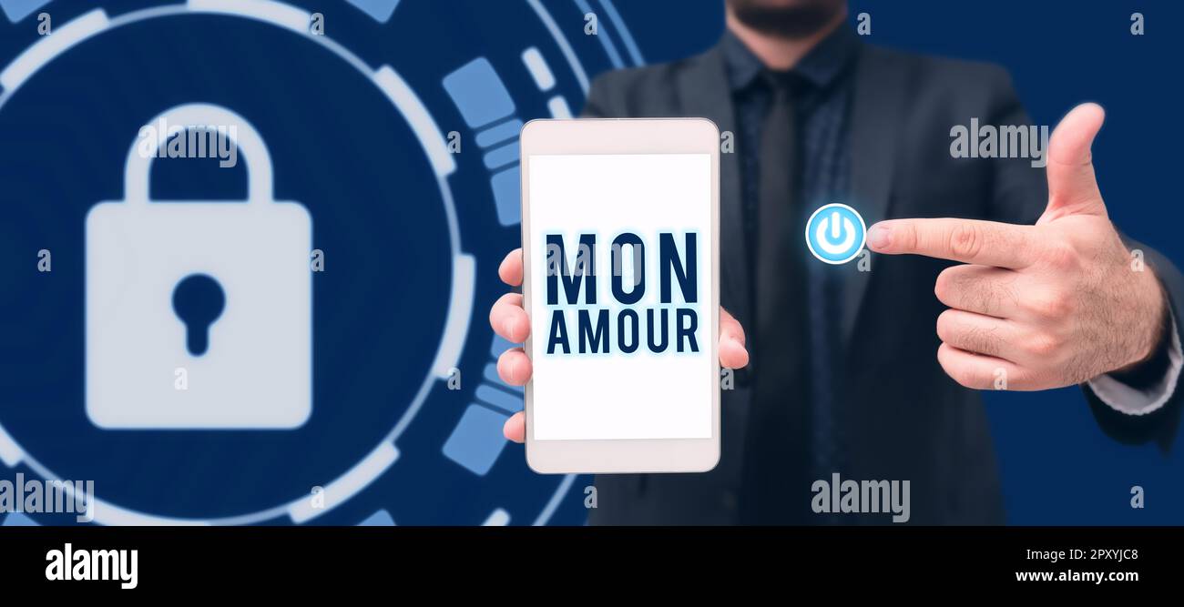 Conceptual caption Mon Amour, Concept meaning French name of lover