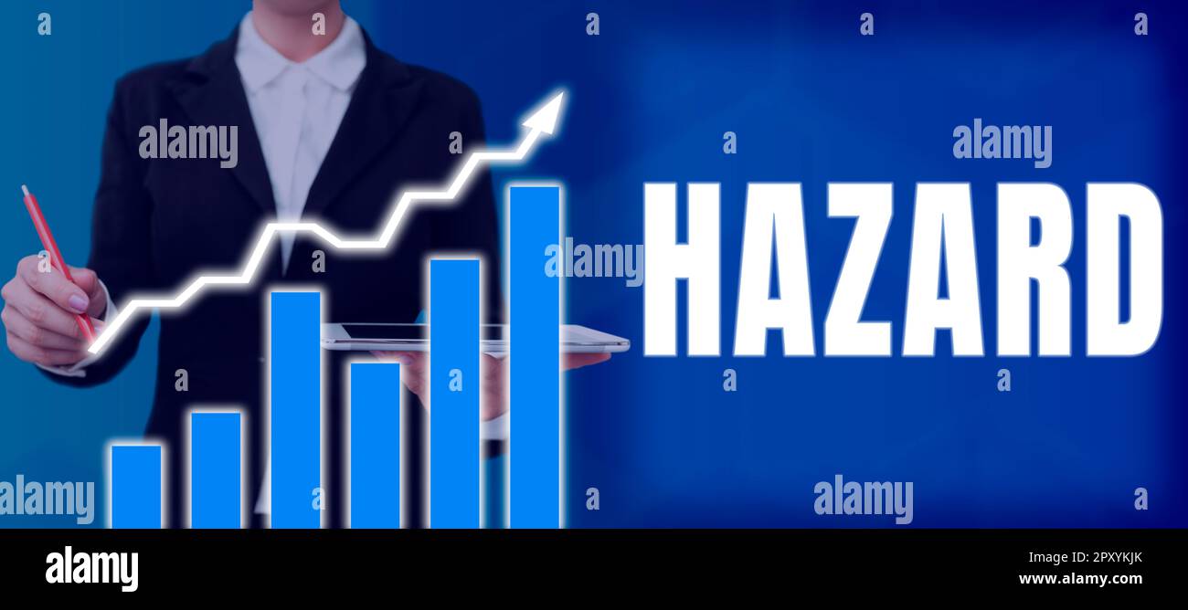 Sign displaying Hazard, Internet Concept account or statement ...