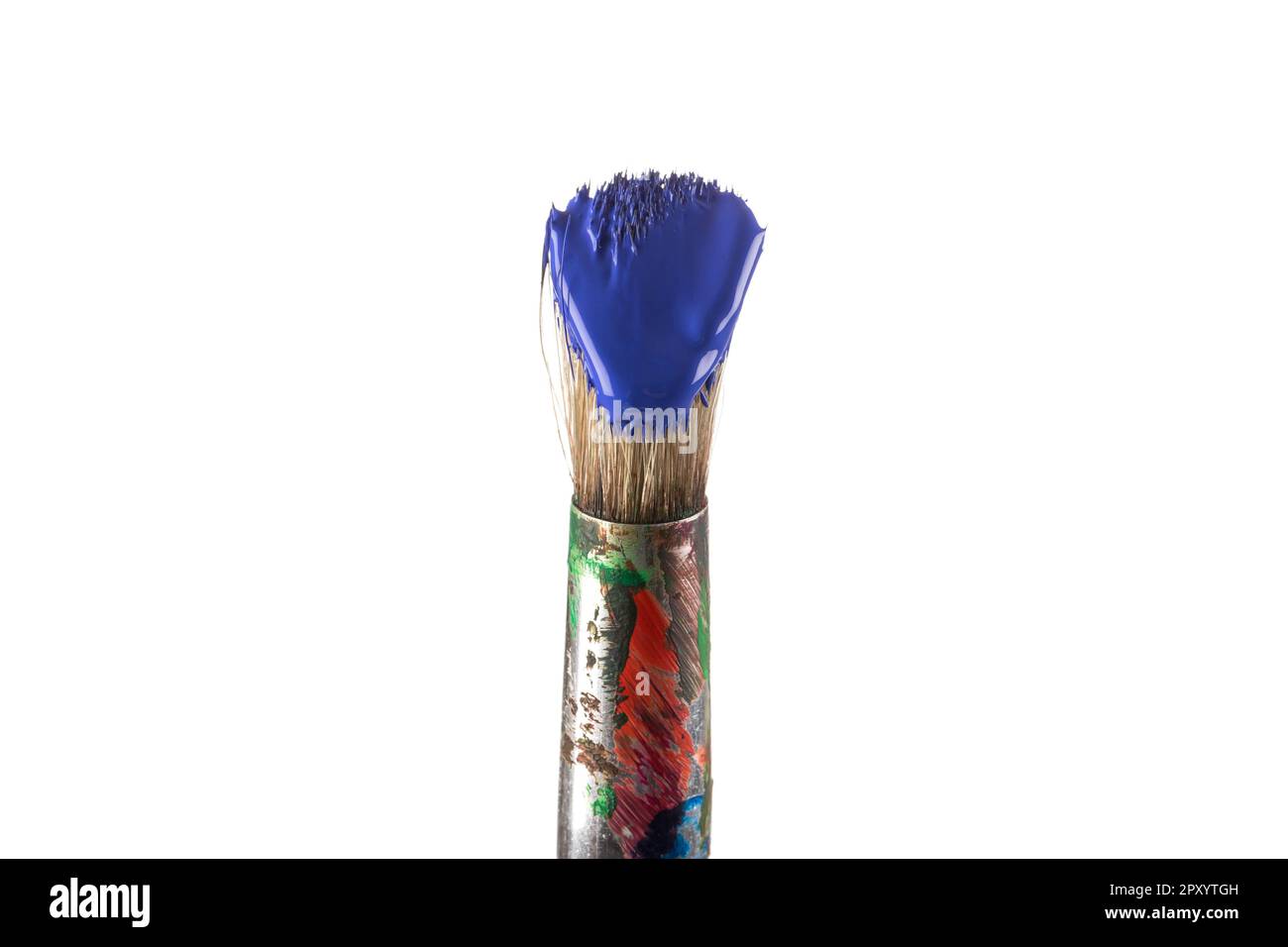 Brush with blue paint isolated on a white background Stock Photo - Alamy