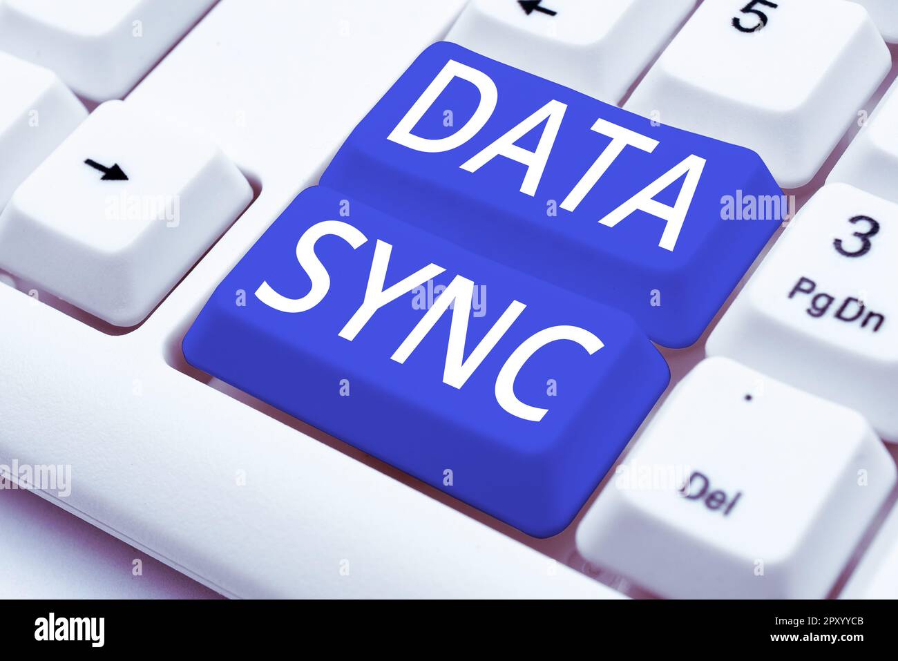 Writing displaying text Data Sync, Word for data that is continuously generated by different sources Stock Photo
