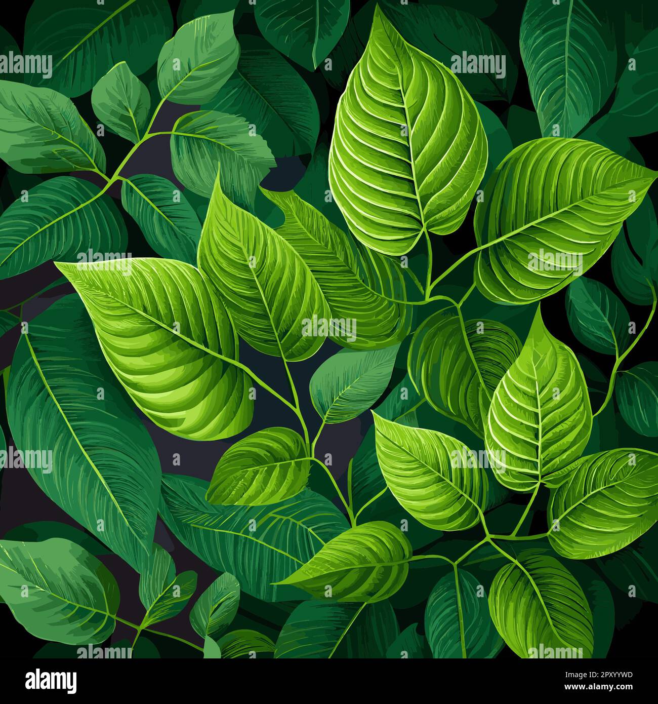 Texture of green leaves, green background pattern - Vector illustration ...