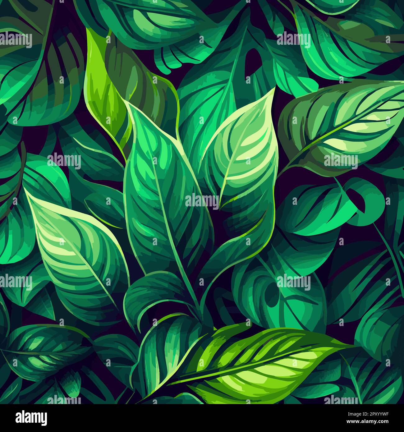 Texture of green leaves, green background pattern - Vector illustration ...