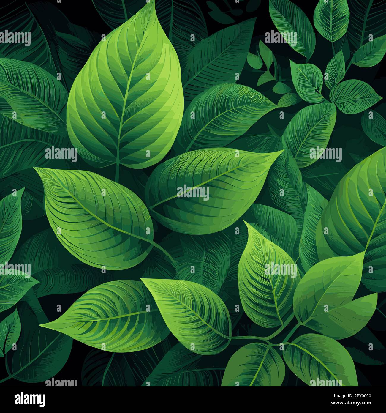 Texture of green leaves, green background pattern - Vector illustration ...