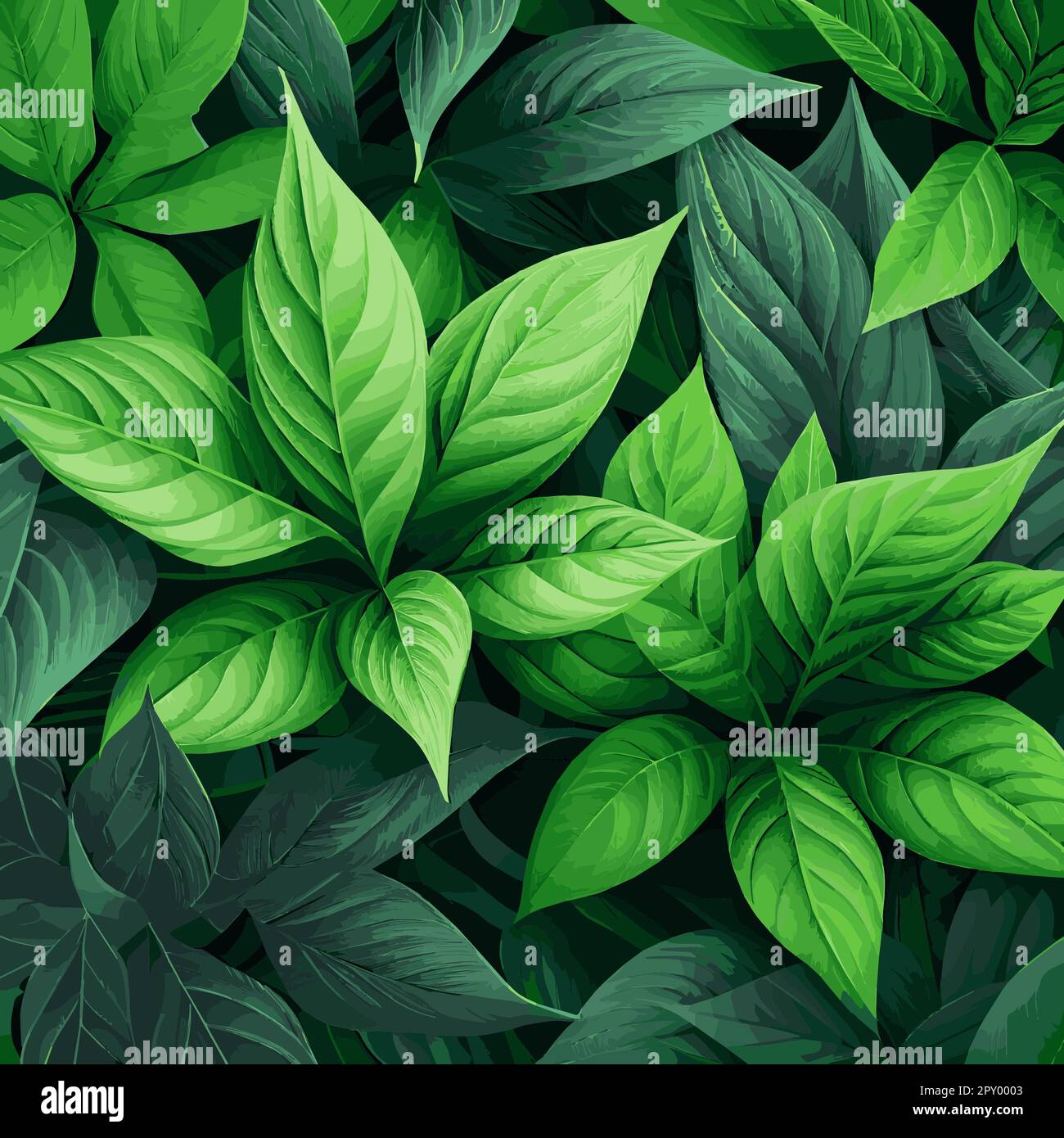 Texture of green leaves, green background pattern - Vector illustration ...