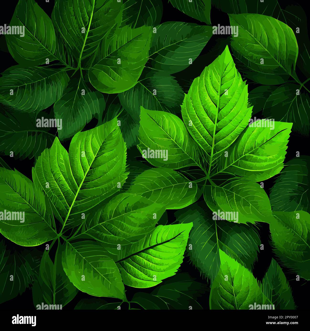 Texture of green leaves, green background pattern - Vector illustration ...