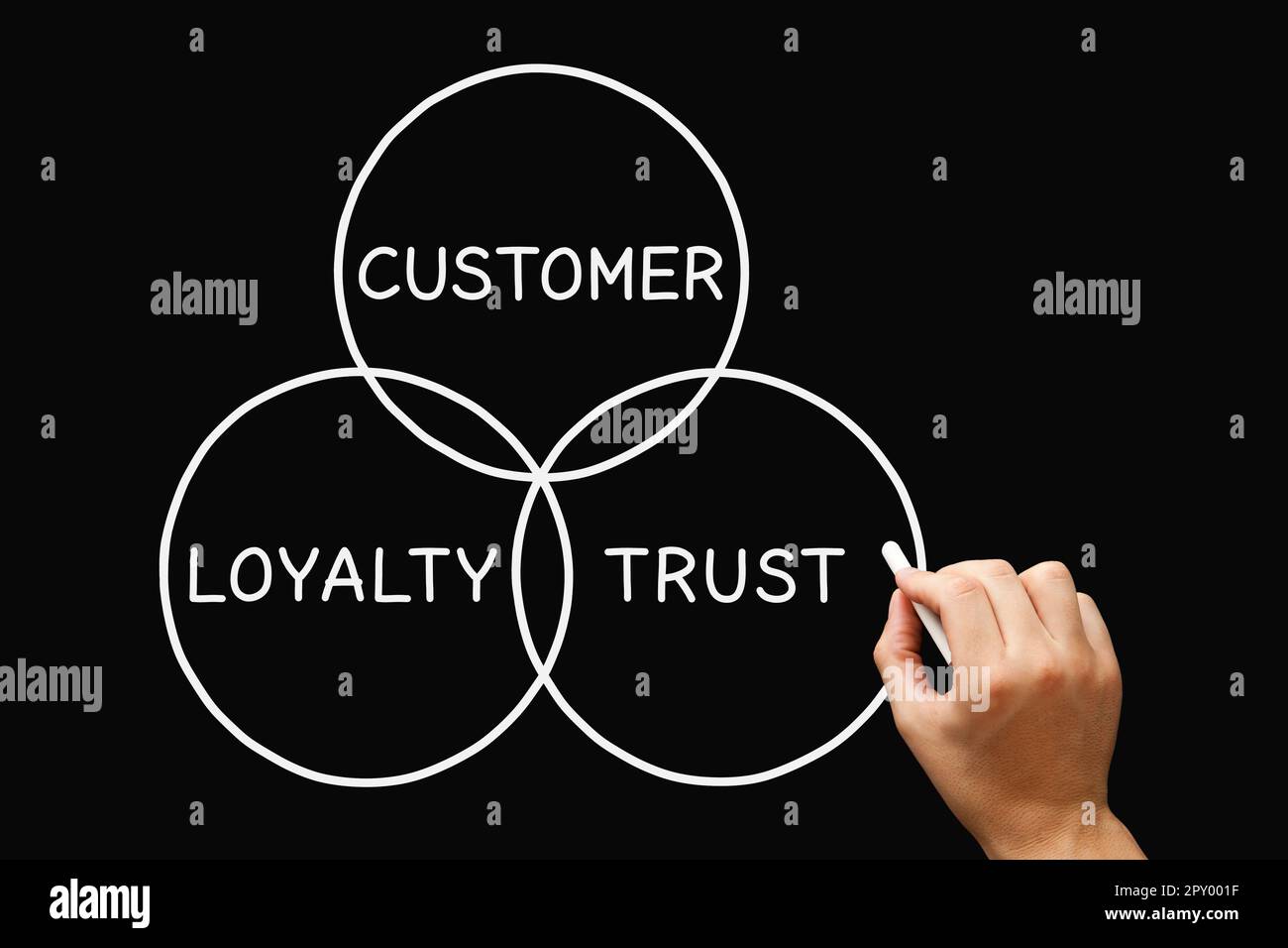 Hand drawing Customer Loyalty Trust diagram business concept on