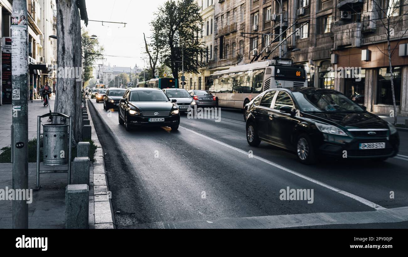 Bumper to Bumper Urban traffic congestion during peak hour in
