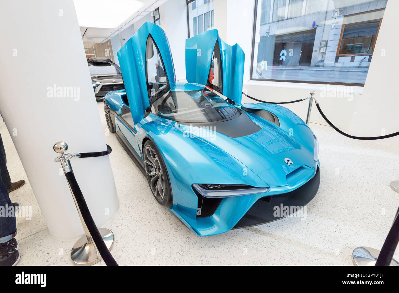 Oslo, Norway - October 13 2021: NIO EP9 electric sports car on display at NIO House in Oslo. Stock Photo
